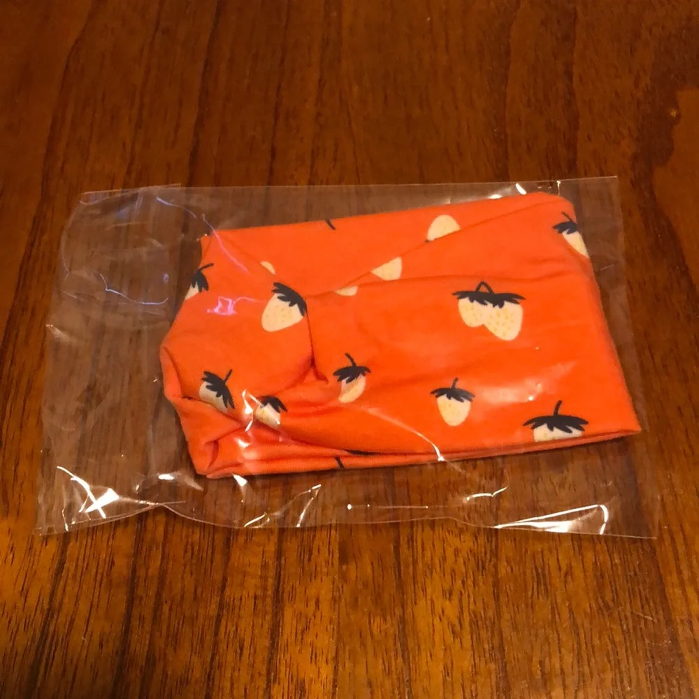 Summer Strawberry Twist Wide Headband NEW